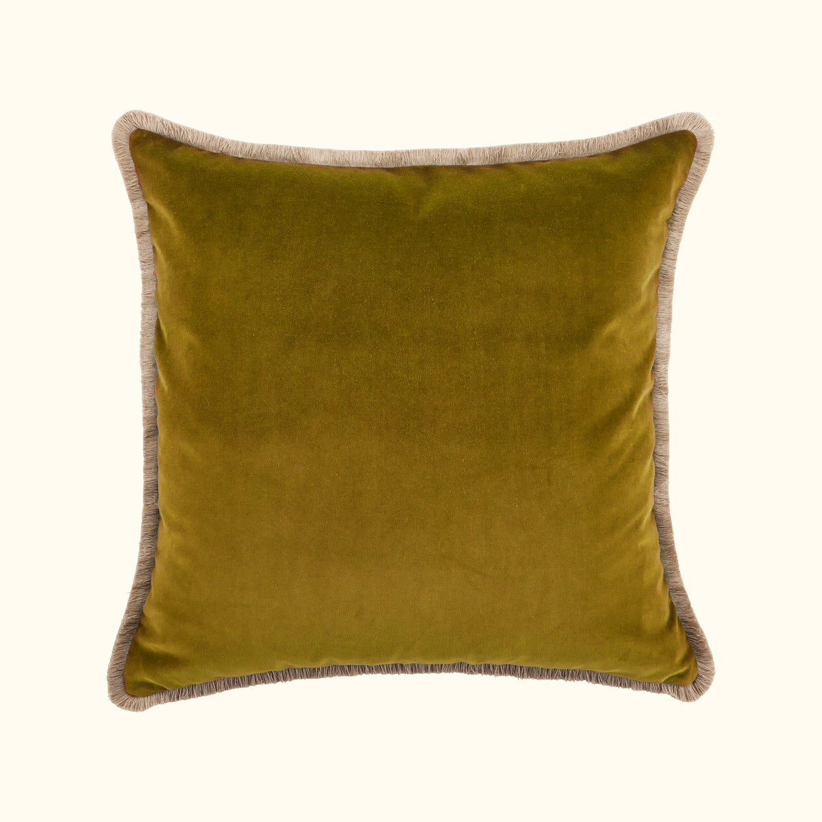 NEW Brass Cotton Velvet with Fringe Pillow - 24" x 24" - USA