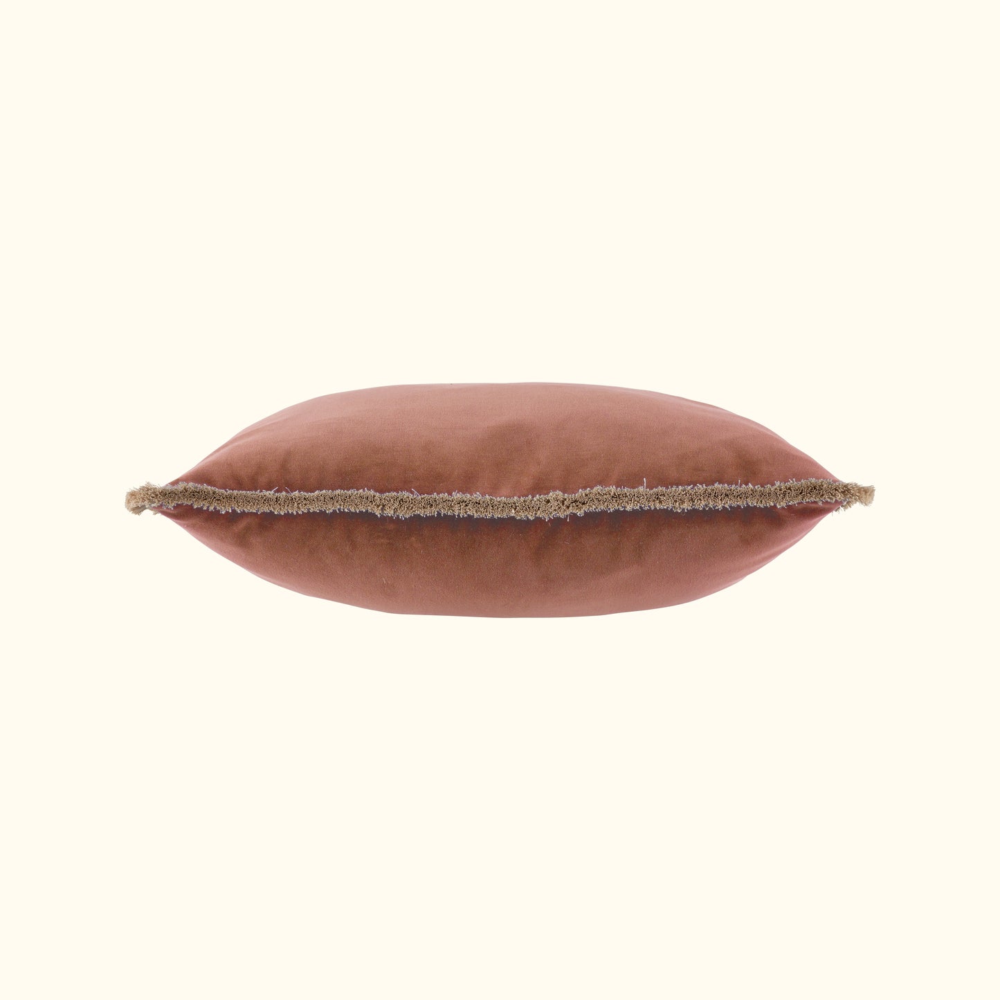 Dusty Rose Cotton Velvet with Fringe Pillow - 24" x 24" - USA