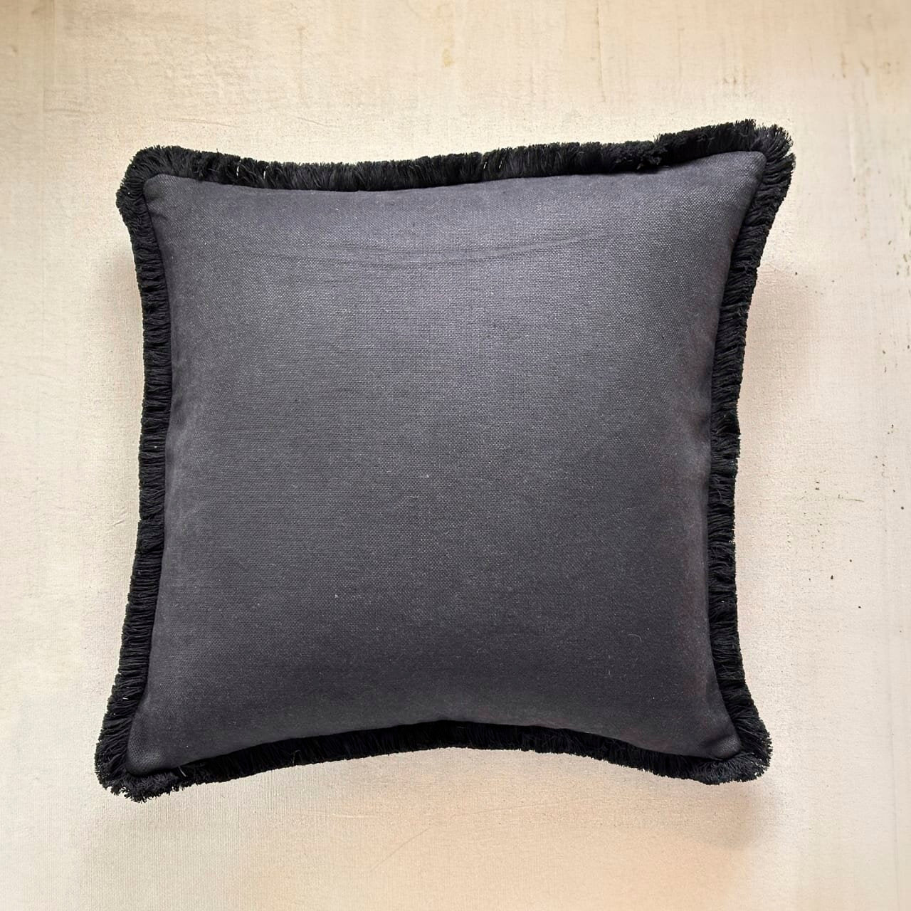 Black Linen w/Black Fringe Pillow - 24" x 24" - USA