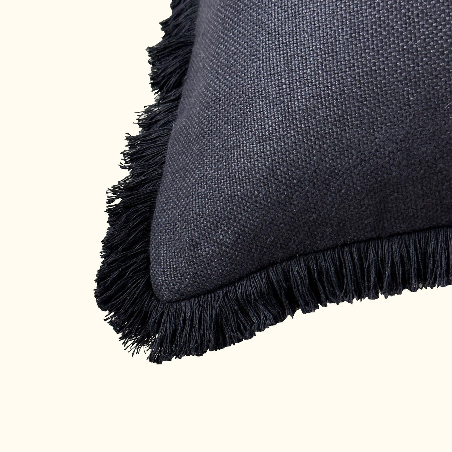 Black Linen w/Black Fringe Pillow - 24" x 24" - USA