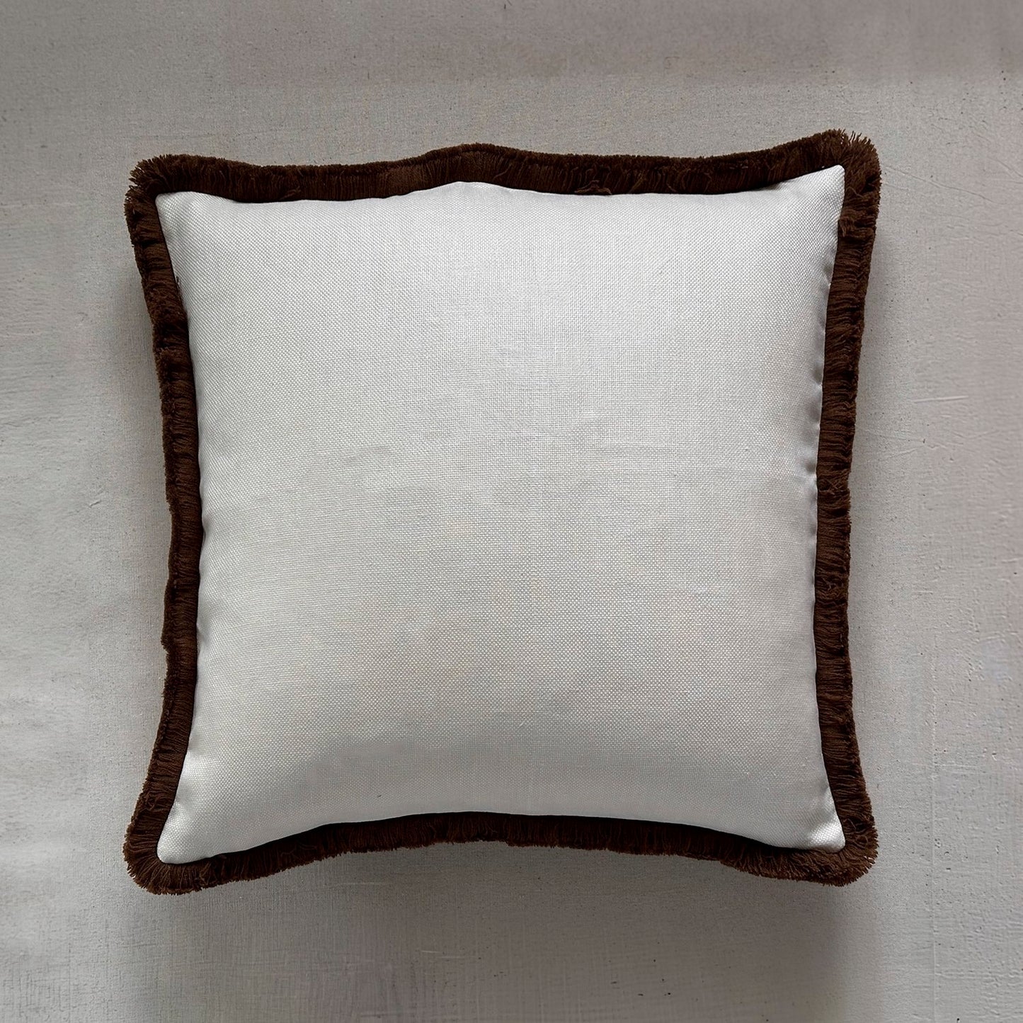 Cream Linen w/Brown Fringe Pillow - 24" x 24" - USA