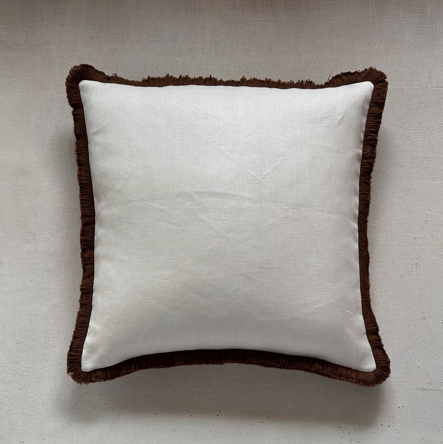 Cream Linen w/Brown Fringe Pillow - 24" x 24" - USA