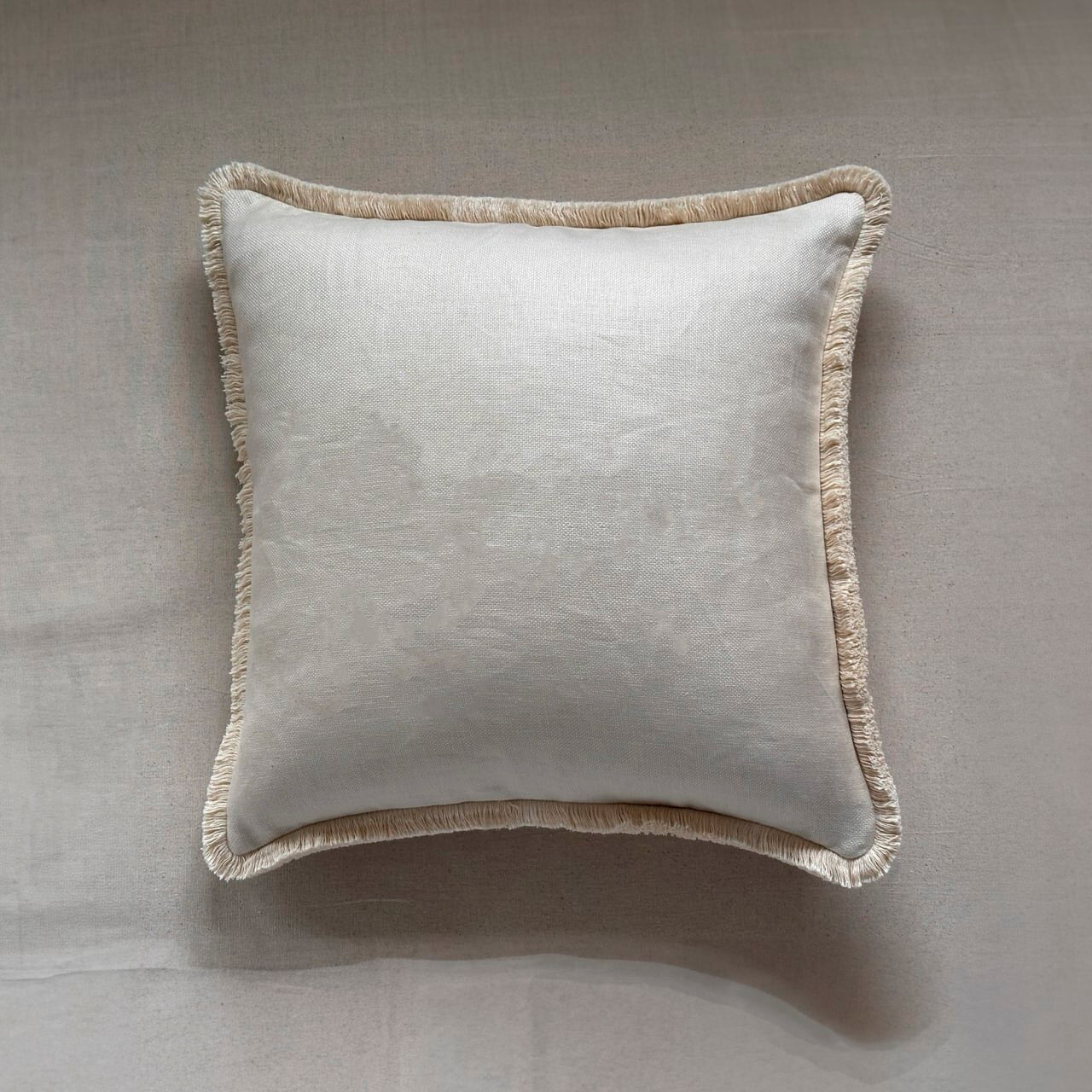 Cream Linen w/ Cream Fringe Pillow - 24' x 24" - USA