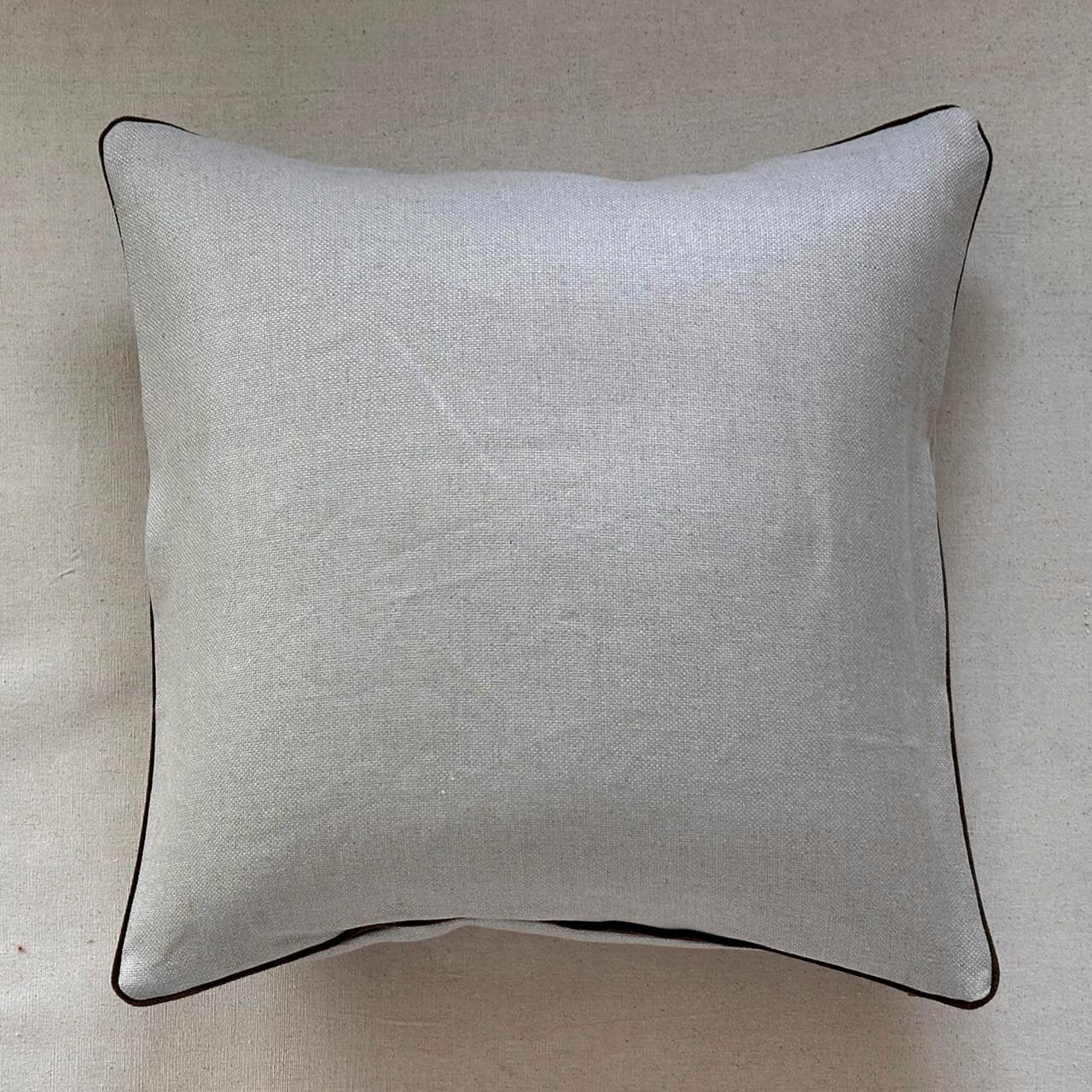 Natural Linen w/ Ivy Velvet Piping Pillow - 22" x 22" - USA