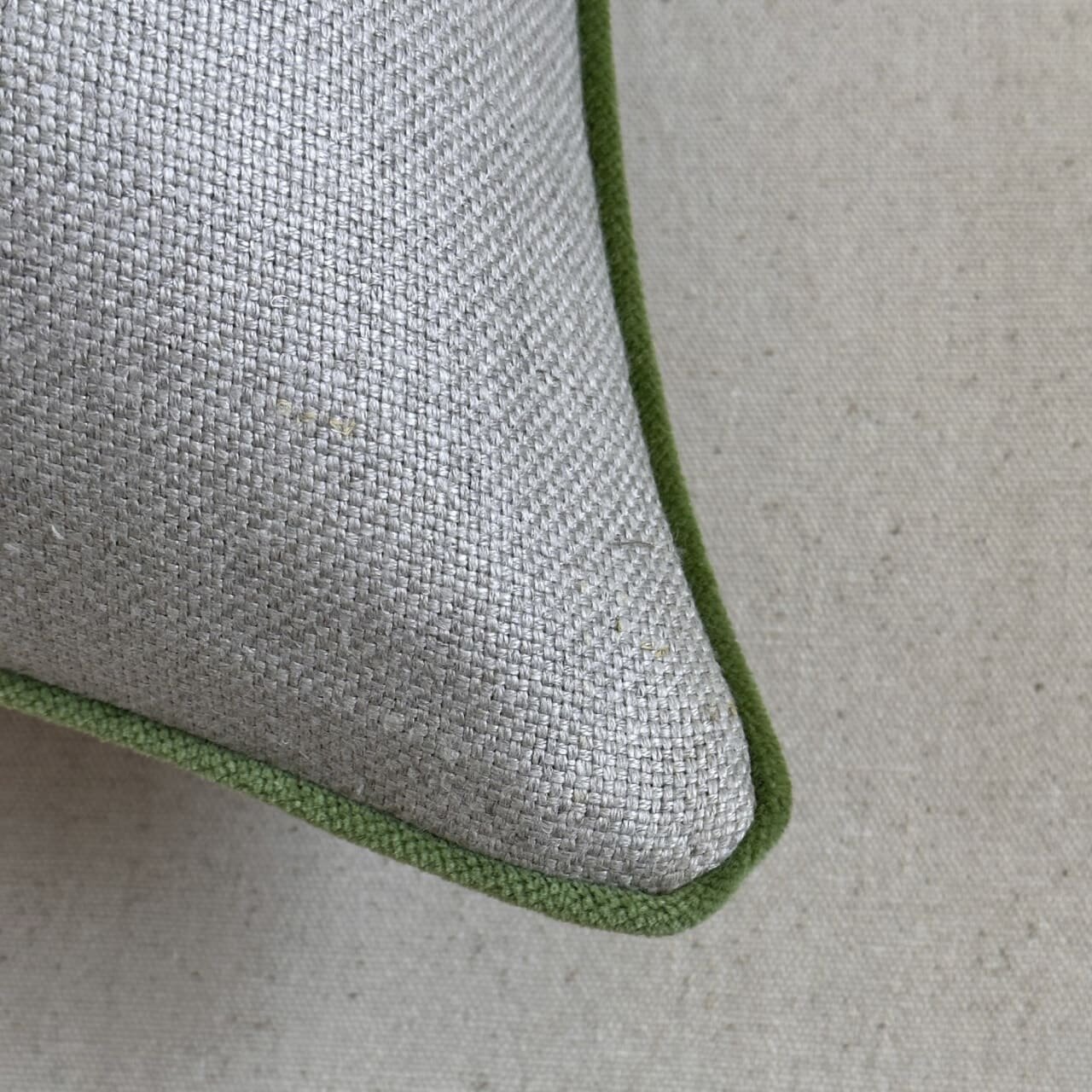 Natural Linen w/ Leaf Velvet Piping Pillow - 22" x 22" - USA