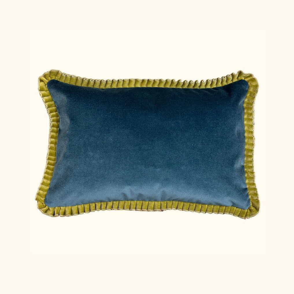 Velvet Pleated Green Velvet Pillow - 13" x 20" - USA - 105a
