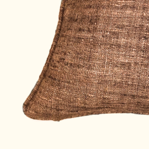 Brown Wild Silk with Piping Pillow - 20" x 20" - India - S108B