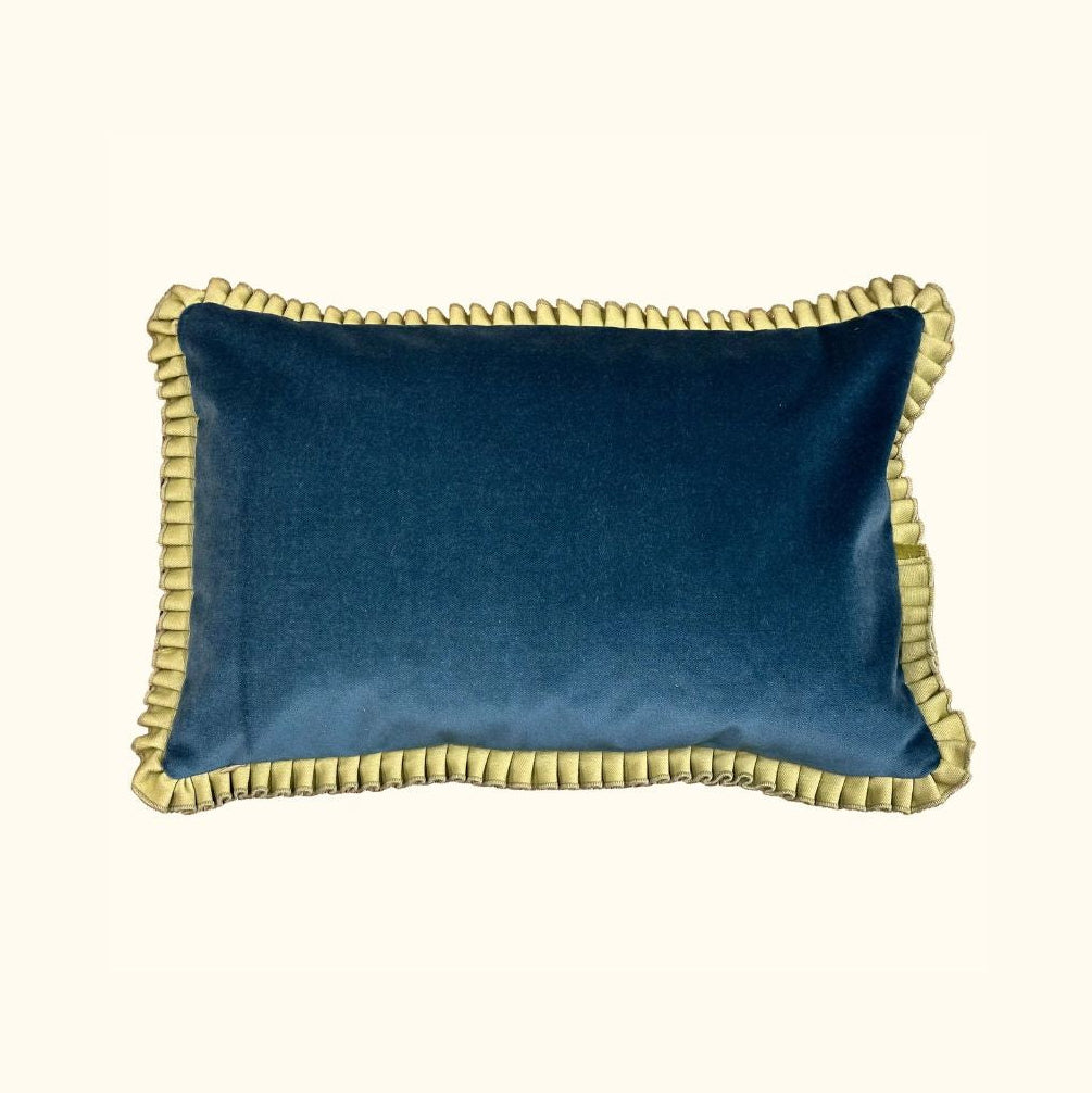 Velvet Pleated Green Velvet Pillow - 13" x 20" - USA - 105a